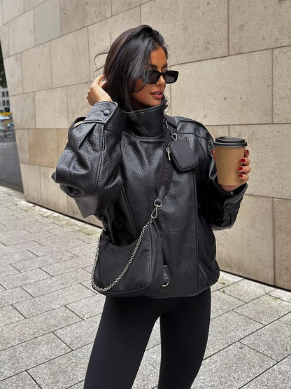 Zemvia | Chaqueta de cuero asimétrica Notting Hill