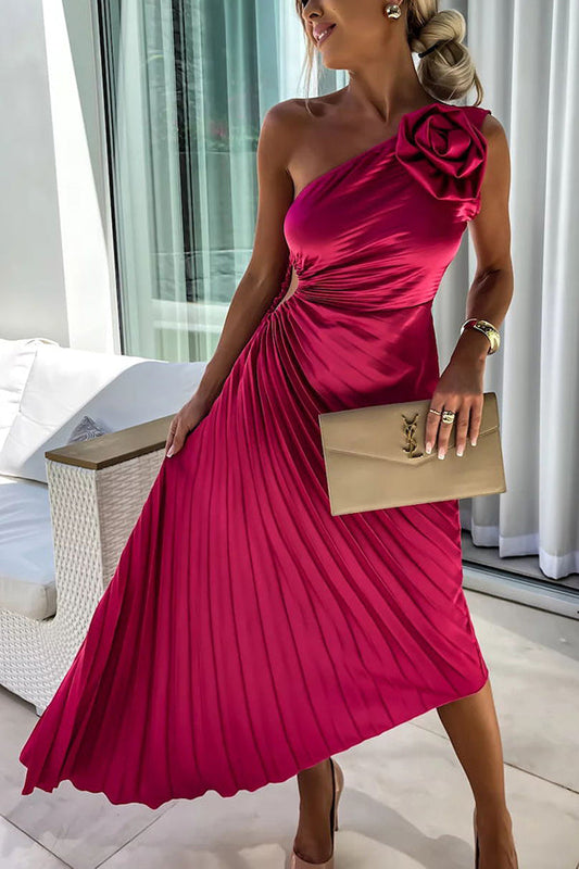 Zemvia | Elegante Vestido Maxi Floral de Un Hombro