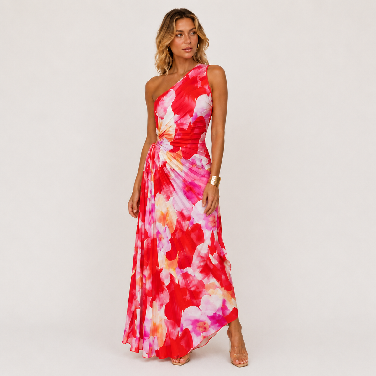 Zemvia | Vestido Plisado de Un Hombro