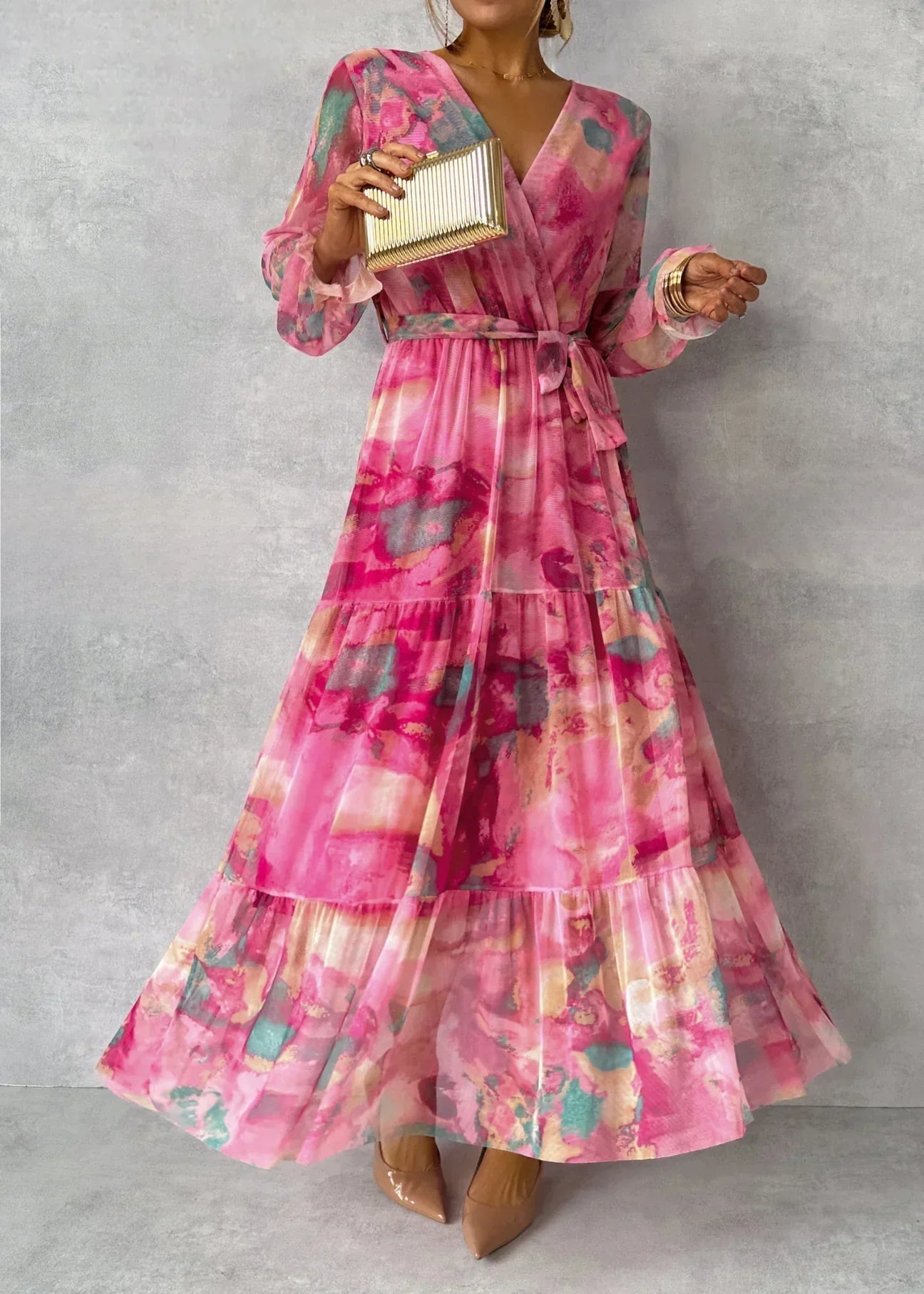Zemvia | Vestido Cruzado con Estampado Floral