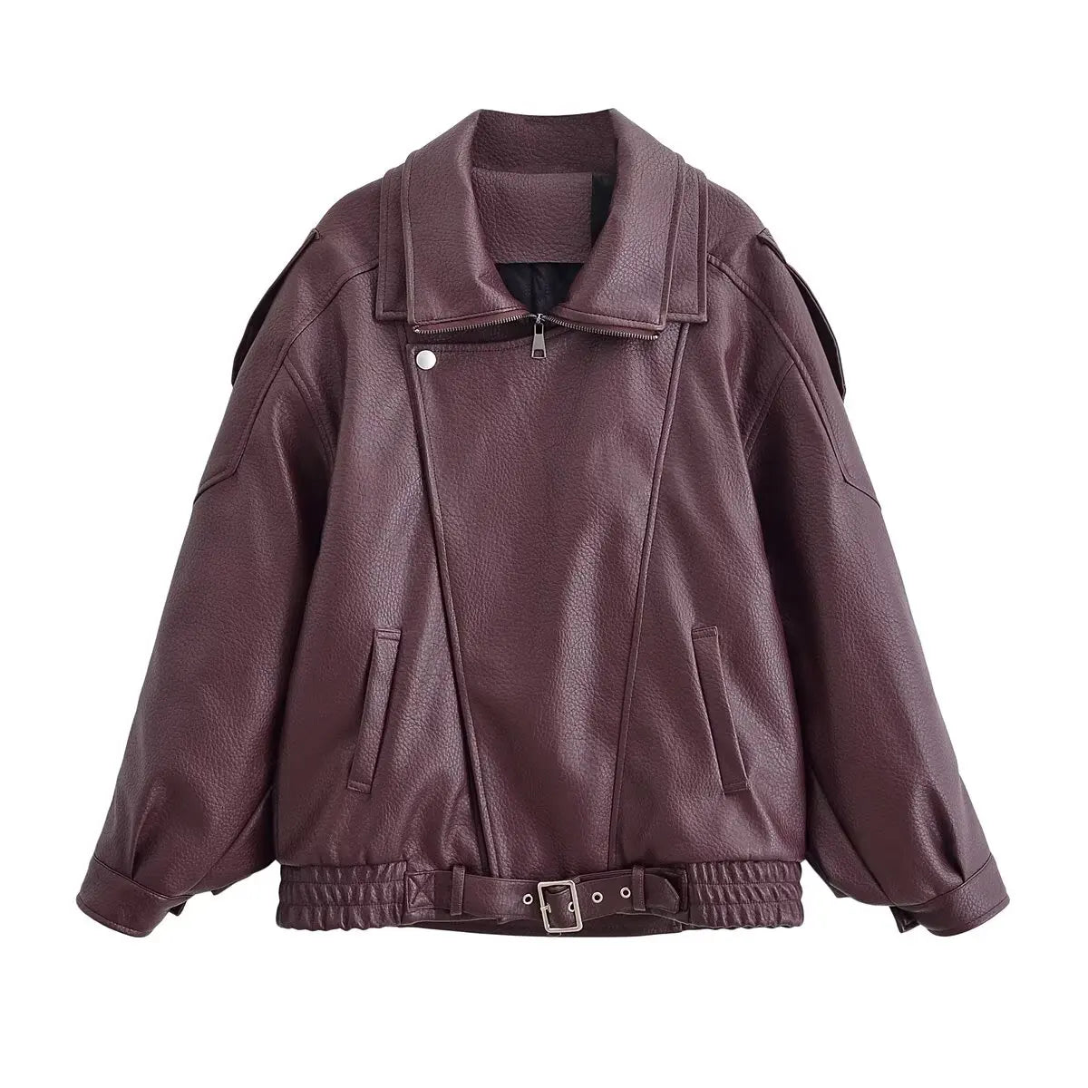 Zemvia | Chaqueta de cuero asimétrica Notting Hill