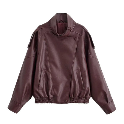 Zemvia | Chaqueta de cuero asimétrica Notting Hill