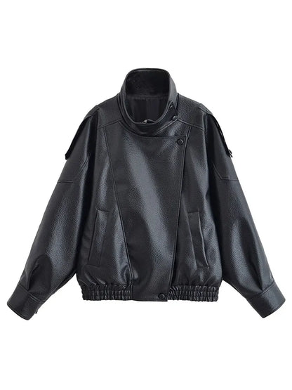Zemvia | Chaqueta de cuero asimétrica Notting Hill