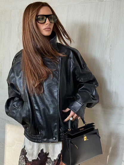 Zemvia | Chaqueta de cuero asimétrica Notting Hill