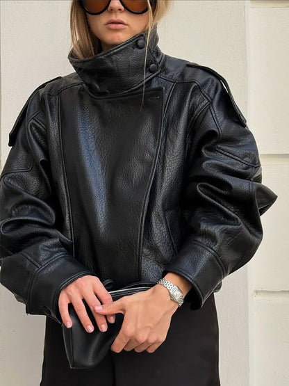 Zemvia | Chaqueta de cuero asimétrica Notting Hill