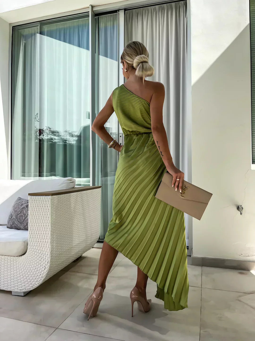 Zemvia | Elegante Vestido Maxi Floral de Un Hombro
